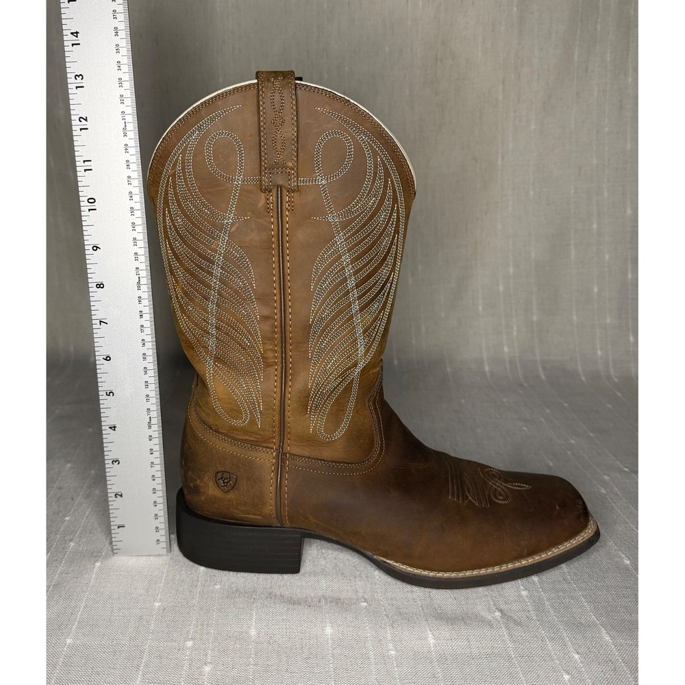 Ariat Leather Square Toe Boots US 11 Western Embroidered Brown 10018528 - Picture 9 of 9